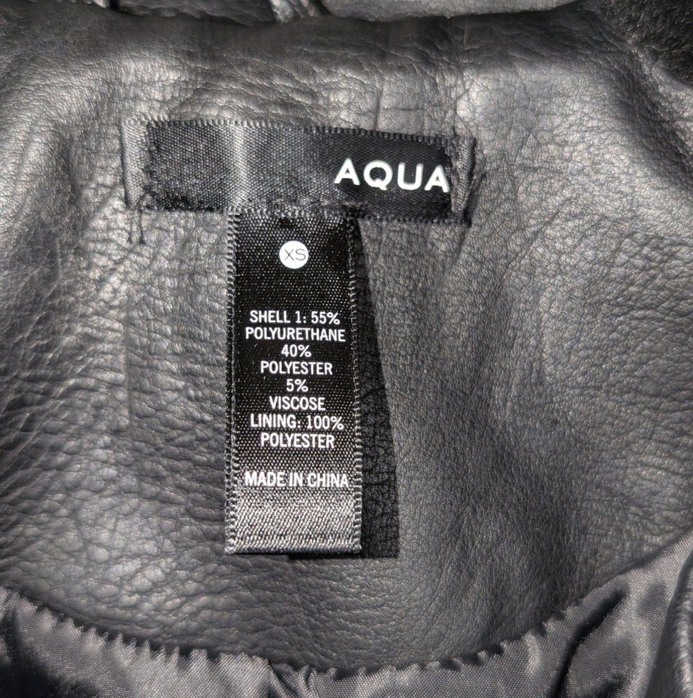 Aqua Faux black leather jacket with stars Sz XS - Picture 5 of 8